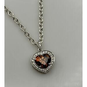 Heart Shaped Pendant Set With Natural Red/brown Zircon Gemstone Handmade